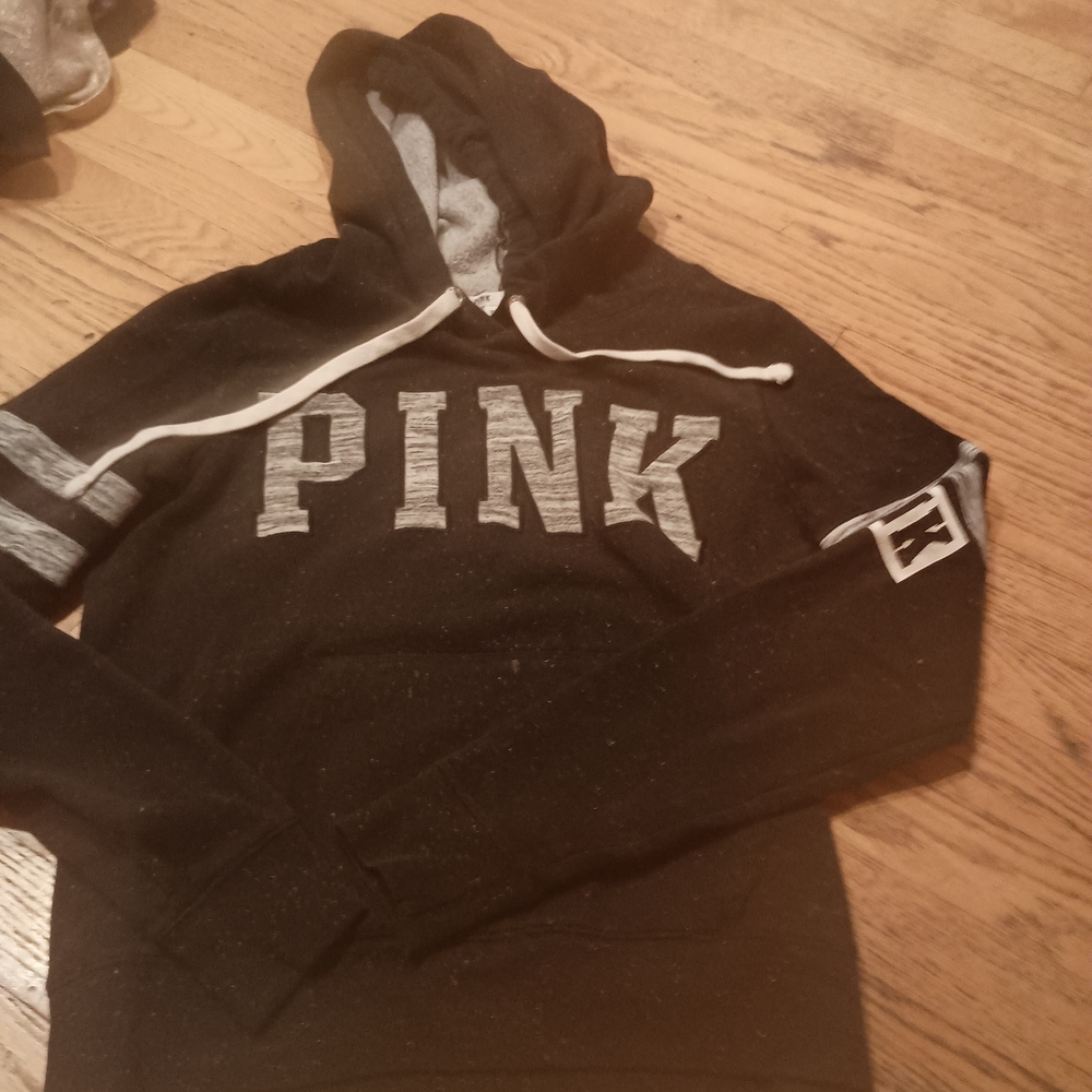 PINK Victoria's Secret Black and Gray Hoodie